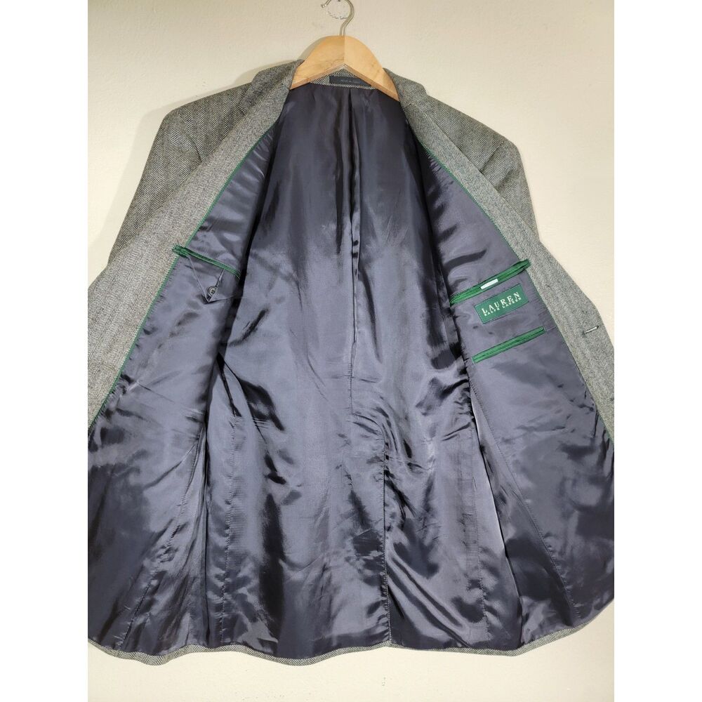 Lauren Ralph Lauren 100% Lambs Wool Grey Herringbone Blazer Suit Jacket - 38R - Picture 3 of 9